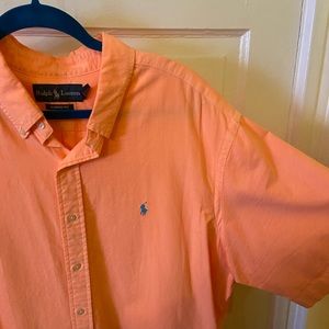 Like new orange Ralph Lauren Classic Fit short sleeve Oxford button down shirt